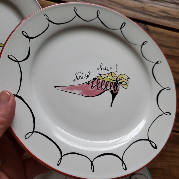 Rosanna Set of Four 8" Vintage High Heel Dessert Plates in Box - Picture 7 of 13